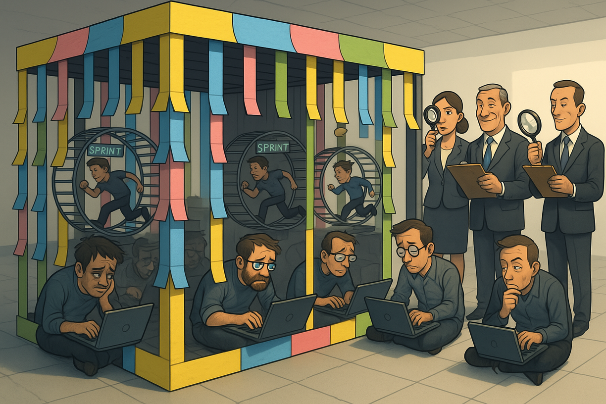 O Teatro dos Sprints: Ritual, Controle e Burnout com Cheiro de Post-it